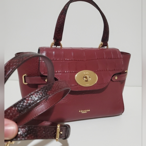 Coach Blake Flap Carryall Wine Crossbody Bag - Picture 7 of 12